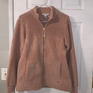 Calvin Klein light pink zip up fuzzy fleece